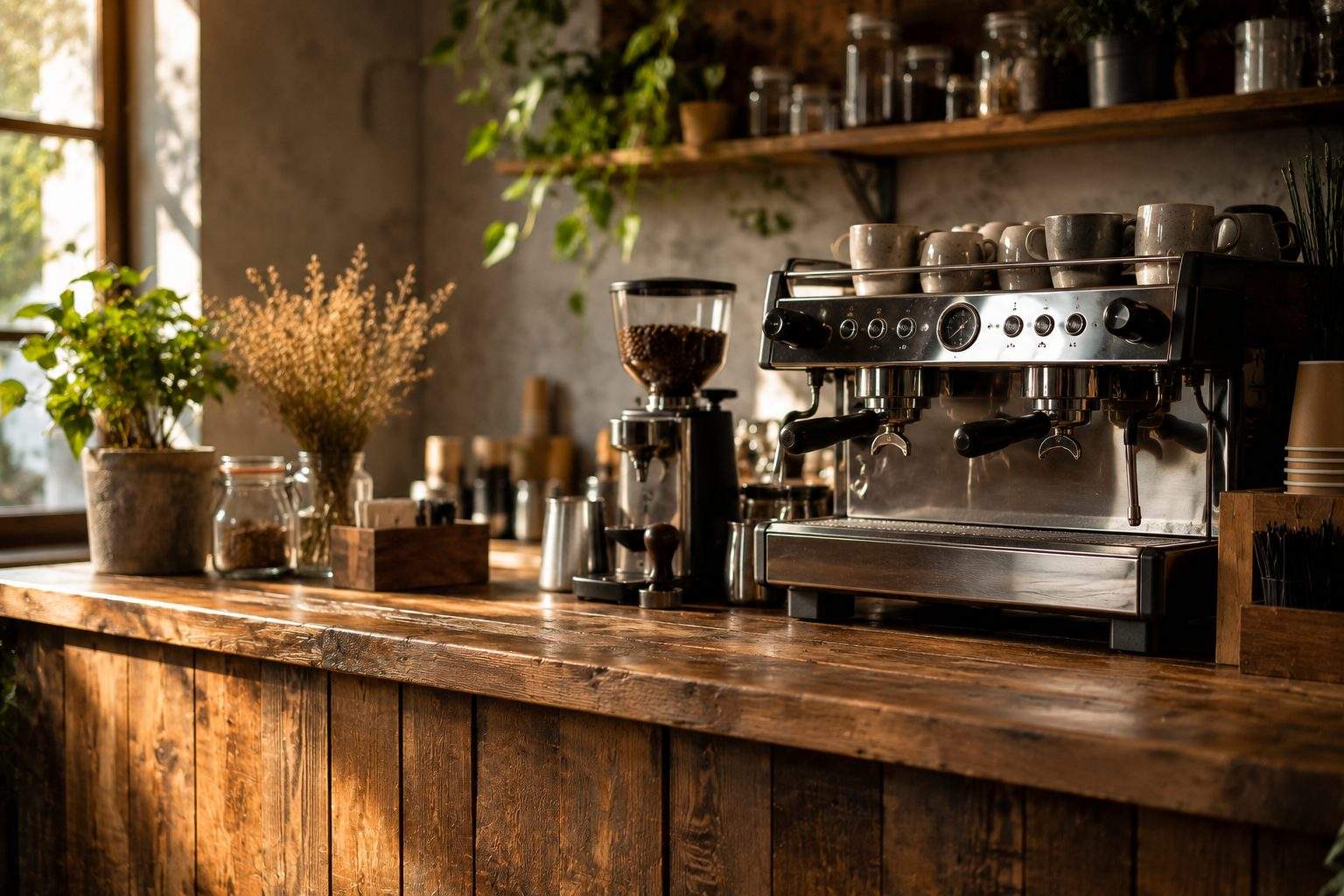 Comptoir et machine à café