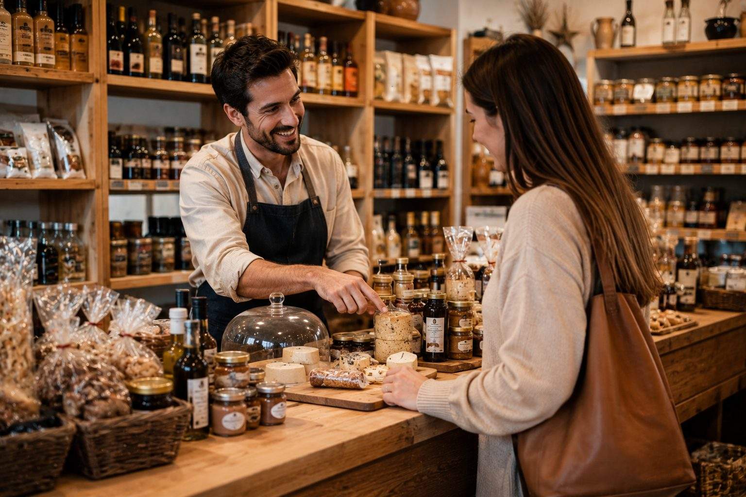 Présentation de produits en boutique