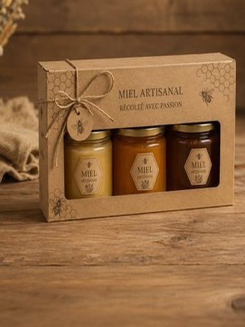 Coffret dégustation de 3 pots de miel