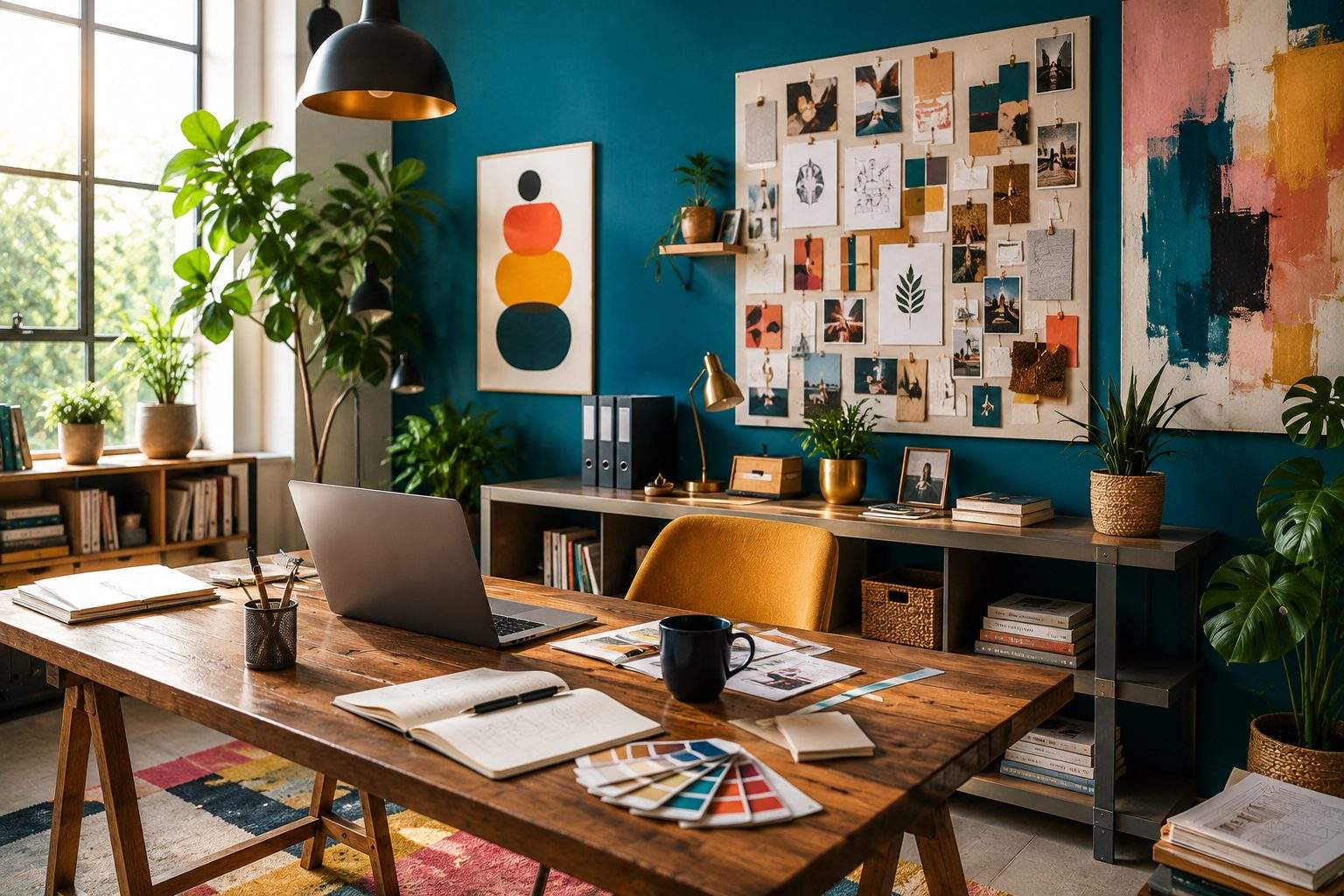 Studio créatif en pleine activité